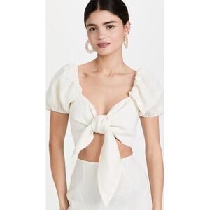 Faithfull The Brand Eva Cropped Top - S Plain Egg Shell
